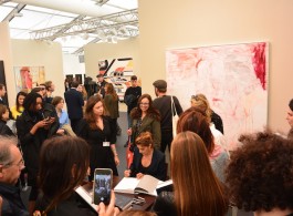 Tracey Emin signing books at White Cube