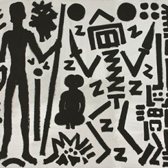 Welt des Adlers IV (World of the Eagle IV), 1981.
Acrylic on canvas, 70 3/4 x 110 1/4 inches (180 x 280 cm).