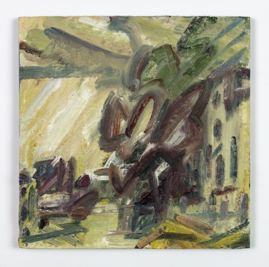 Albert Street, 2016-17, oil on board, 38.1 x 38.1 cm.; 15 x 15 in. Copyright Frank Auerbach, Courtesy Marlborough Fine Art