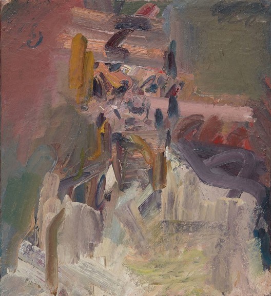 David Landau Seated, 2016-17, oil on canvas, 56.2 x 51.4 cm.; 22 1/8 x 20 1/8 in. Copyright Frank Auerbach, Courtesy Marlborough Fine Art