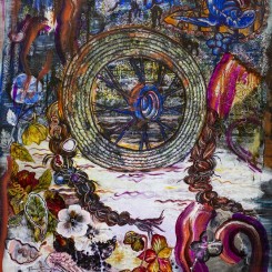 Kuo Yuping, The Wheel, 2018, Tissue paper, acrylic paint, ink, 97x70cm