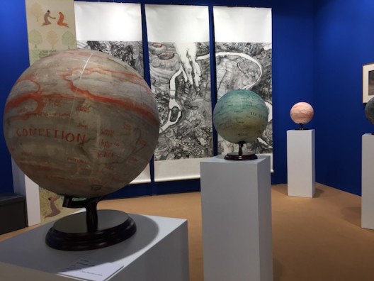 Qiu Zhijie's new globes (image courtesy the artist and Hanart TZ, Hong Kong photo Chris Moore)