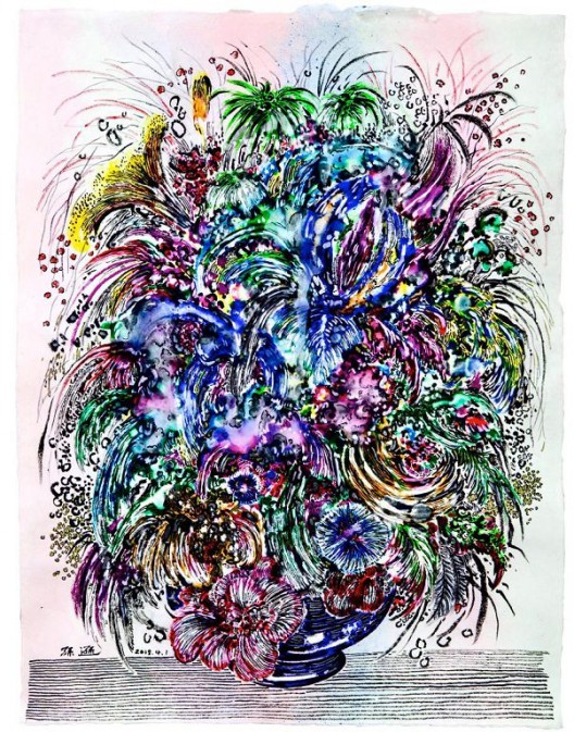 Sun Xun Gorgeous and Flourishing 繁丽 2018 Light box, luminous agent, watercolour on luminous paper 79.5 x 59.5cm