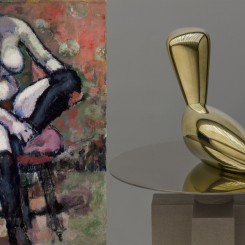 Marcel Duchamp, Nu aux bas noirs (Nude with Black Stockings), 1910, oil on canvas, 45 5/8 x 35 1/8 inches, 116 x 89 cm. © Artists Rights Society (ARS), New York/ADAGP, Paris/Estate of Marcel Duchamp. Vicky et Marcos Micha Collection, Mexico City. Photo by Francisco Cohen.

Constantin Brancusi, Leda, 1925, polished bronze, 21 1/4 x 27 1/2 x 9 1/2 inches, 54 x 70 x 24 cm, Edition of 5, cast by Susse Fondeur, Paris in 2016. © Succession Brancusi, all rights reserved/Artists Rights Society (ARS), New York/ADAGP, Paris.