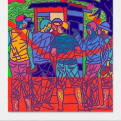 阿贾布·伯纳德·阿特格瓦，《今天是星期二》，布面丙烯，199 x 178 cm，2018
Ajarb Bernard Ategwa, Today Is Tuesday,  Acrylic on canvas, 199 x 178 cm, 2018 (Courtesy of artist and Peres Projects)