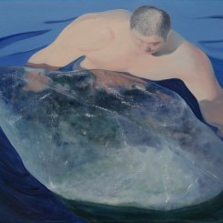 王晓曲，《冰人》，布面油画，100 x 120 cm，2018
Wang Xiaoqu, Man with Ice, Oil on canvas, 100 x 120 cm, 2018 (Courtesy of artist and AIKE)