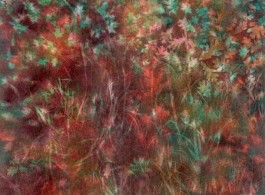 Sam Falls, Untitled (Ouachita National Forest, 1), 2018, Pigment on canvas, 100 x 62 inches (254 x 157.5 cm)