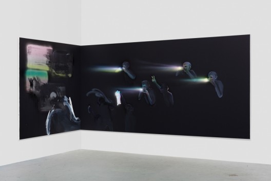 Tala Madani, Corner Projection with Prism Refraction and Buckets, 2018. © Tala Madani, courtesy 303 Gallery, New York.
塔拉·马达尼,《棱镜折射与感光元件角落投影》,2018,图片由塔拉·马达尼和纽约303画廊提供