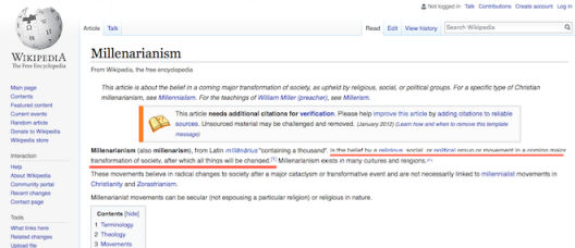 Millenarianism definition Wikipedia