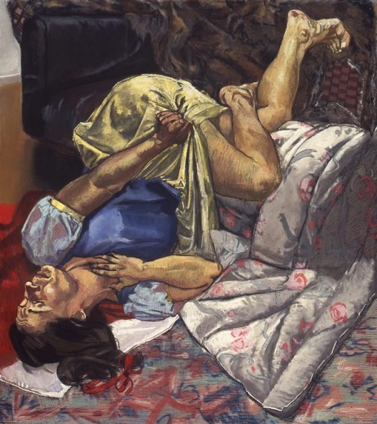 Paula Rego, “Snow White Swallows the Poisoned Apple” , 1995. Pastel on board, 170 x 150 cm. 宝拉·雷戈，“白雪公主吞下毒苹果”，1995，木板上色粉，170 x 150 cm 