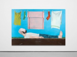 Michael Hilsman, 'M.' With Laundry, 2018 - Oil on linen - 96 x 64 inches ; 243,8 x 162,6 cm - Photo: Matt Kroening - Courtesy of the Artist and Almine Rech © Michael Hilsman