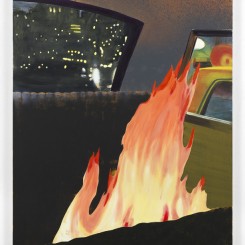Dexter Dalwood, Fire in a Limo, 2018.© Dexter Dalwood; Courtesy of the artist and Simon Lee Gallery, London.