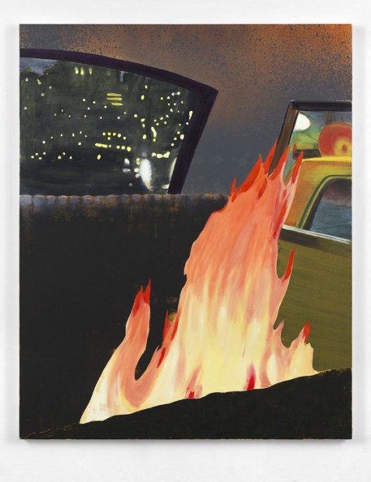 Dexter Dalwood, Fire in a Limo, 2018.© Dexter Dalwood; Courtesy of the artist and Simon Lee Gallery, London.