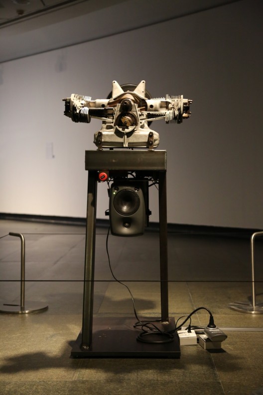 Thomas Bayrle, “Rosaire”, 2 CV motor, cut off, sound installation, 117 cm × 65 cm × 50 cm, 2012