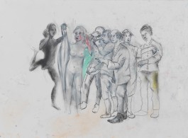 马歇尔·雷斯，习作:日出， 纸上综合材料，29.5 × 42 cm，2016Martial Raysse,"étude pour: Le lever du jour", mixed media on paper , 29.5 × 42 cm, 2016