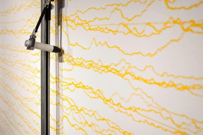 Angela Bulloch, "Short Big Yellow Drawing Maching," 2012, installation