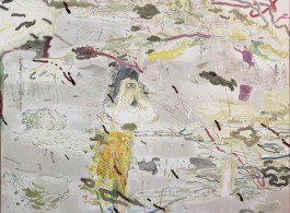 Chris Huen, "The Big Year, Birder and Black-legged Kittiwake," 2013, Oil, water color on canvas, 160 x 200 cm