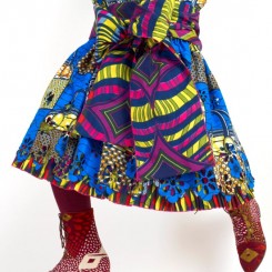 Yinka Shonibare MBE, Champagne Kid 6, unique life-size mannequin, Dutch wax printed cotton textile, leather, resin, chair, globe and Cristal champagne bottle, 178 x 85 x 76cmcm, 2013