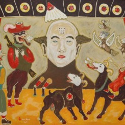Heri Dono, “The Scapegoat Republic”, acrylic on canvas, 150 x 200 cm (59 x 79 in), 2011. Presented by Rossi & Rossi.