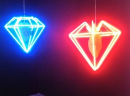 Zhou Wendou "Diamond Dreams 2 - Blue", 2010, and "Diamond Dreams 1 - Red", 2010, at de Sarthe Gallery
