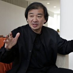 Shigeru Ban, 56, the recipient of the 2014 Pritzker Architecture Prize, in New York. Photograph: Richard Drew/AP