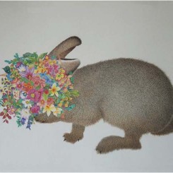 "兔子", 纸上彩色铅笔, "Rabbit," color pencil on paper, 56x76cm, 2013