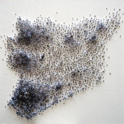 Qin Chong, “Present”, burnt paper cones on canvas, 150 X 150 cm, 2012