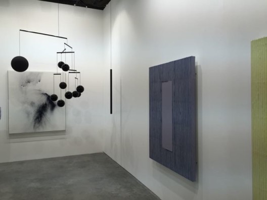 Galerie Perrotin booth: Écriture series by Park Seo-bo and Xavier Veilhan's