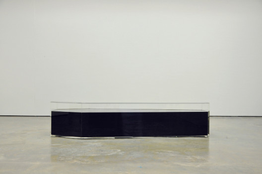 Oil Painting; Coffin (Long Stay) 2012, 190 x 60 x 45 cm, Recycle Engine Oil, Perspex (Courtesy of the Artist and Encounter Contemporary)