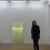 Ann Veronica Janssens with "Magic Mirror (Yellow)" 2015 at Esther Schipper Gallery, March 5, 2015 (photo: Chris Moore)