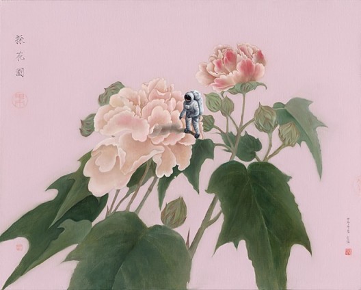 Chen Jiaye, “Highly Prized Flowers”, Oil on canvas, 80 x 100 cm, 2014陈家业，《探花图》，布面油画，80 x 100 cm，2014