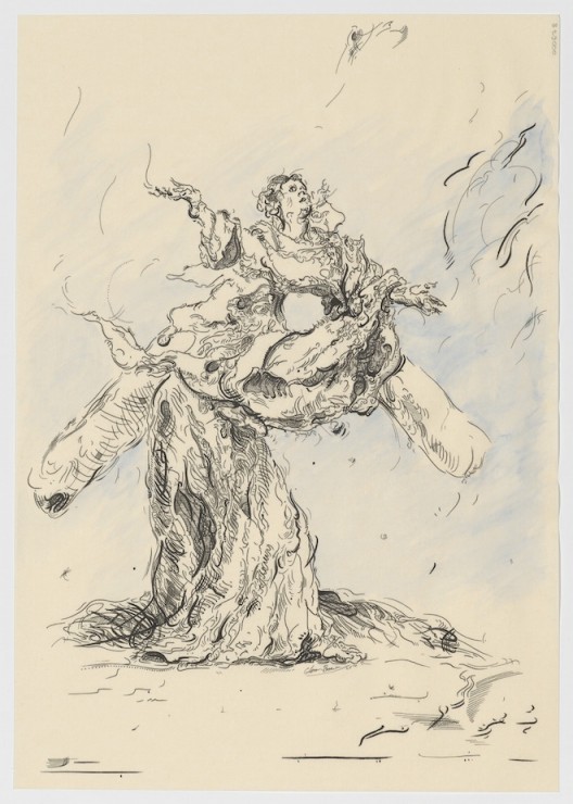 Drawing 8 (after Murillo/Murillo) 2015 Indian ink and watercolour on paper, Pergamenata Natural 50 x 34,7 cm (Courtesy the artist and Galerie Max Hetzler Berlin | Paris. Photo: Prudence Cummings Limited)