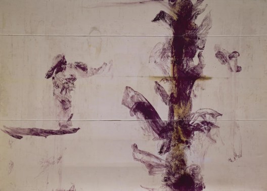 Julian SCHNABEL, “Untitled”, oil on white tarpaulin, 134 x 189 inches, 1990, © Julian Schnabel, Courtesy of the artist and Almine Rech Gallery
