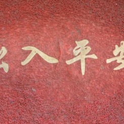 Gregor's "Come in and leave in peace" doormat (出入平安, chu ru ping an) (photo Chris Moore 墨虎恺)