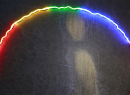 Sarkis, Le cri sous son arc-en-ciel, 2015. Photograph (Ali Kazma) on aluminium with color neons, 140 x 220 cm.