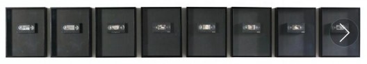 张晓,《录像厅》,即显胶片,录像带,MP3播放器,53×43×7cm,8个,2015,版本:1/1 Zhang Xiao, “Video Hall”, Instant film on VHS tape, MP3 player, 53×43×7 cm, set of 8, 2015, Ed:1/1