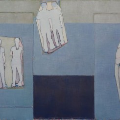 唐永祥，《色块和三组人形》，布面油画，200×300cm，2015（图片由艺术家和魔金石空间提供）