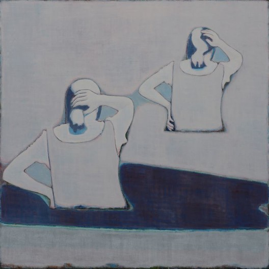 唐永祥，《两个捋头发女孩的背影》，布面油画，138×138cm，2015（图片由艺术家和魔金石空间提供）