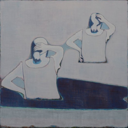 Tang Yongxiang, The Backs of Two Girls Stroking Their Hair, Oil on canvas, 138×138cm, 2015 (Courtesy the artist and Magician Space)