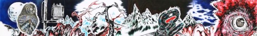 A still image from Sun Xun’s animation film “The Time Vivarium”, at Sean Kelly New York (booth 1D09)