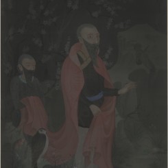 郝量，《林间记》（The Story of the Woods），绢本重彩（Ink and color on silk），250x150 cm， 2011