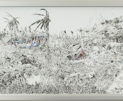 彭奕轩Peng-Yihsuan_鬼影Ghosting_2015_白板笔、白板Marker-whiteboard_120x400x11cm