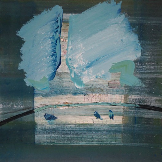 林奕維，《鳥園》，40 x 40 cm，壓克力顏料、紙板，2016