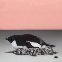 Sam Leach，'Penguin Nest', 2016，oil and resin on wood, 41 x 51 cm