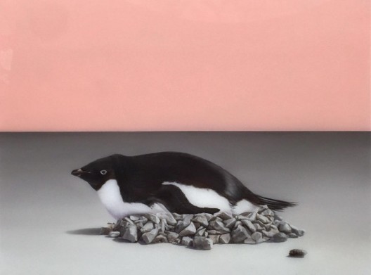 Sam Leach，'Penguin Nest', 2016，oil and resin on wood, 41 x 51 cm