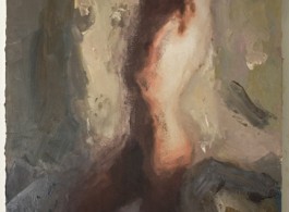 Christian Schoeler, "Selfportrait in the Nude with Hat", 2011, mixed media, oil on canvas mounted on wood,
220 x 138 cm