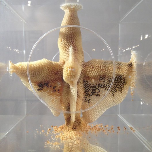 Ren Ri's beeswax sculpture as part of the Projects, brought by Pearl Lam Galleries