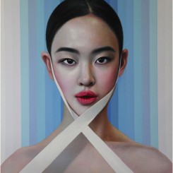 Lily with Ribbon, 2016. Oil and acrylic on canvas. 180 x 150 cm