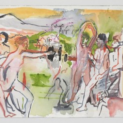 Cecily Brown, Young Spartans (After Degas), 2016. Watercolor and gouache on paper, 12 1/4 x 17 1/8 inches (31.1 x 43.5 cm) © 2016 Cecily Brown