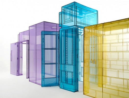 Do Ho Suh, Passage/s, 2016. Polyester fabric on stainless steel pipes. Dimensions variable